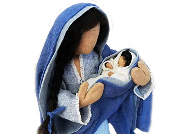 Maria und Josef mit Krippe und Esel, Erzählfigur, Egli-Figur